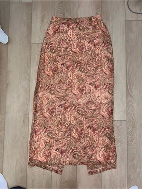 Clio Paisley Maxi Skirt in Rust and Brown